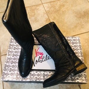Very Volatile Black Leather Tall Boot’s NEW